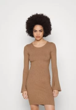 Even&Odd Knit Loose Fit Flared Sleeves Dress - Gebreide Jurk - Camel