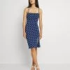 Even&Odd Strappy Mini Bodycon Dress- Jerseyjurk - Blue/White