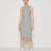 Even&Odd Perkin Neck Midi Bodycon Dress - Jerseyjurk - Mottled Grey