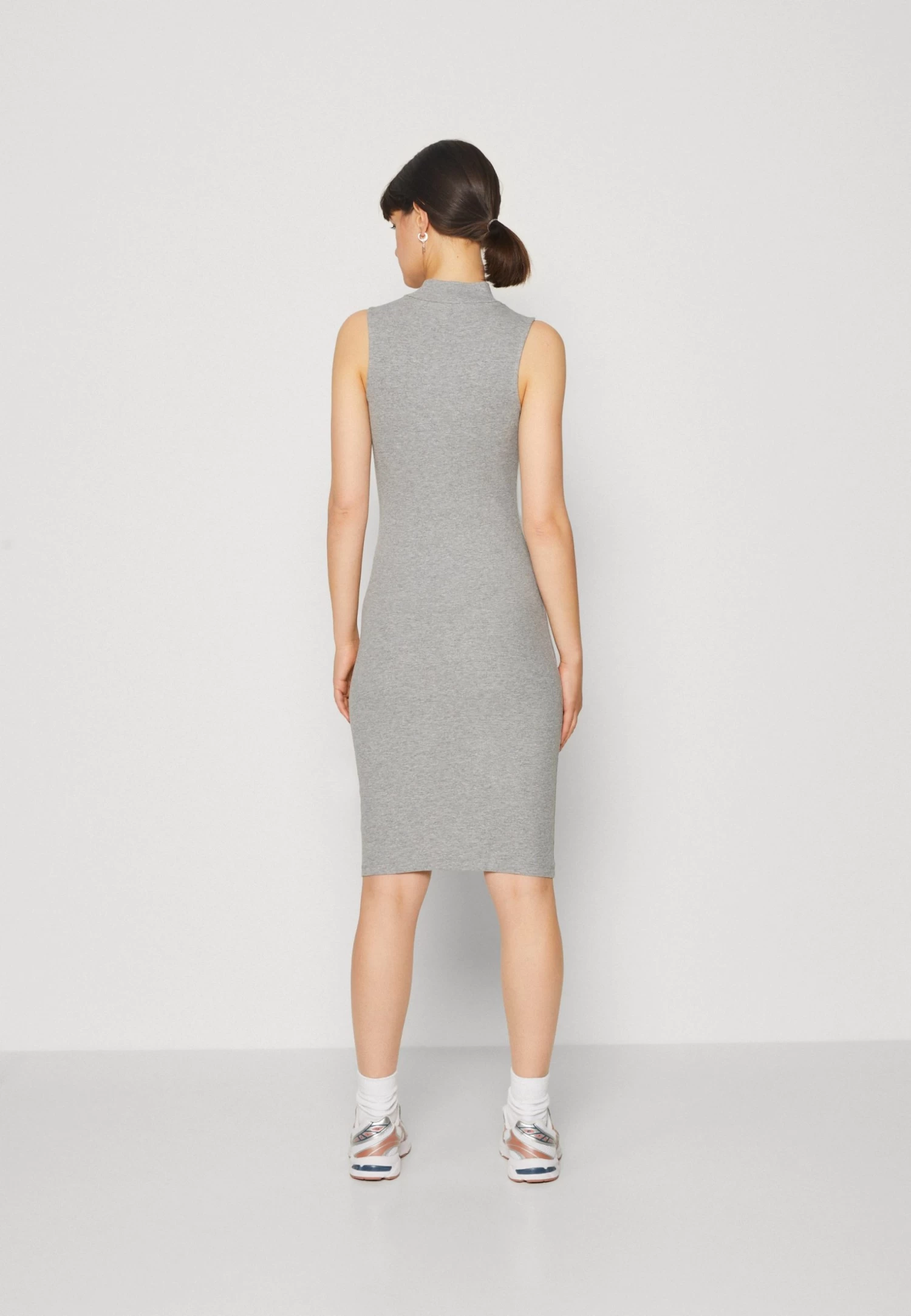 Even&Odd Perkin Neck Midi Bodycon Dress - Jerseyjurk - Mottled Grey 3 Even&Odd Perkin Neck Midi Bodycon Dress - Jerseyjurk - Mottled Grey - Afbeelding 3