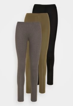 Even&Odd 3 Pack - Legging - Black/Khaki/Mottled Dark Grey -Even&Odd 85cc74f5370646ff863212df1a00fb9a