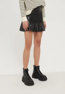 Even&Odd Leren Rok - Black
