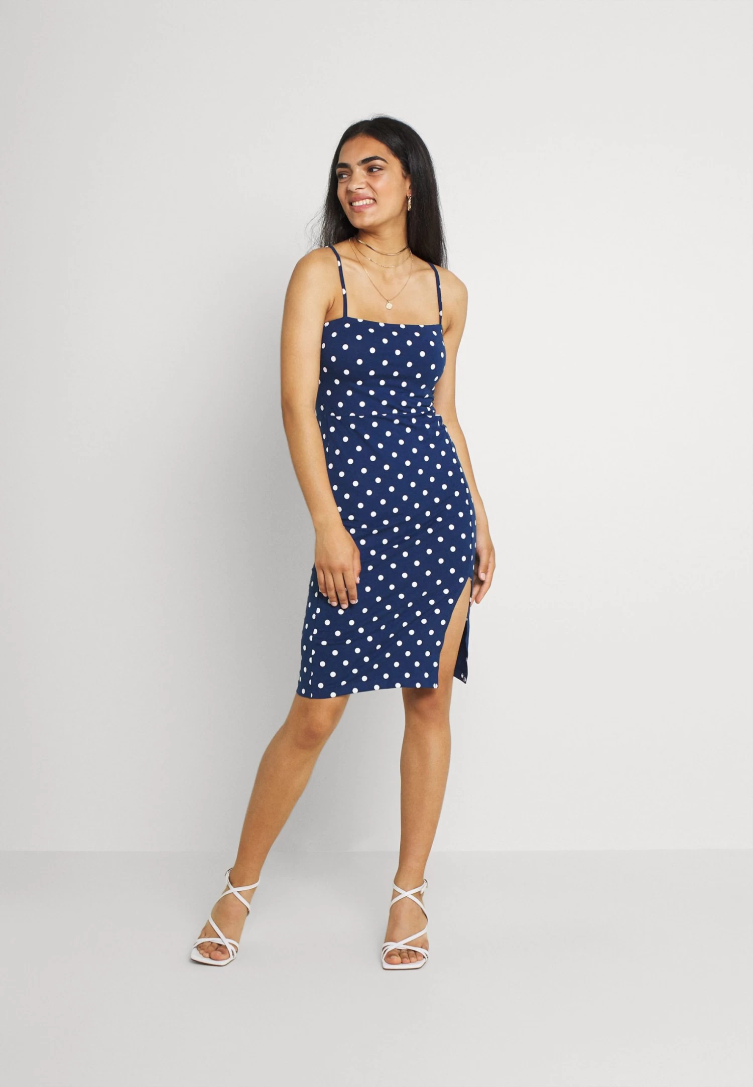 Even&Odd Strappy Mini Bodycon Dress- Jerseyjurk - Blue/White 2 Even&Odd Strappy Mini Bodycon Dress- Jerseyjurk - Blue/White - Afbeelding 2